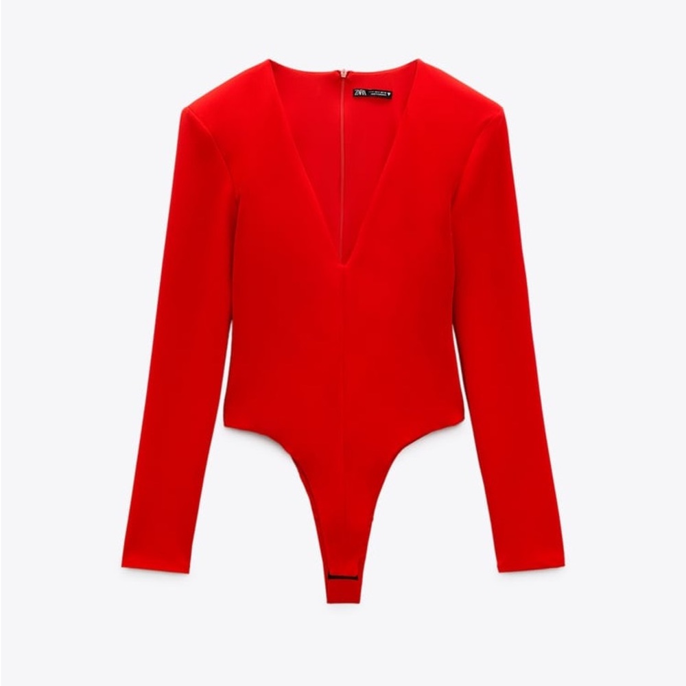 Zara Red Long Sleeve Bodysuit one piece